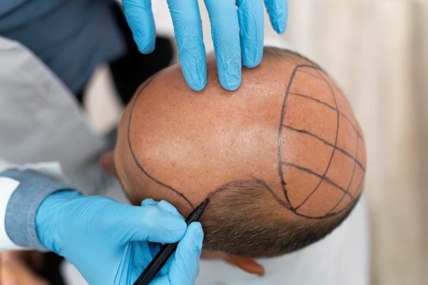Macho passando por um processo de extração da unidade folicular