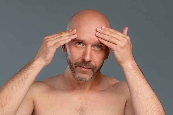 Homem observando sua alopecia