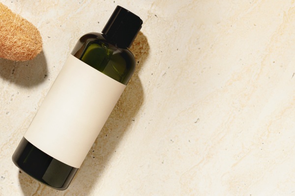 Frasco de shampoo, produto de beleza