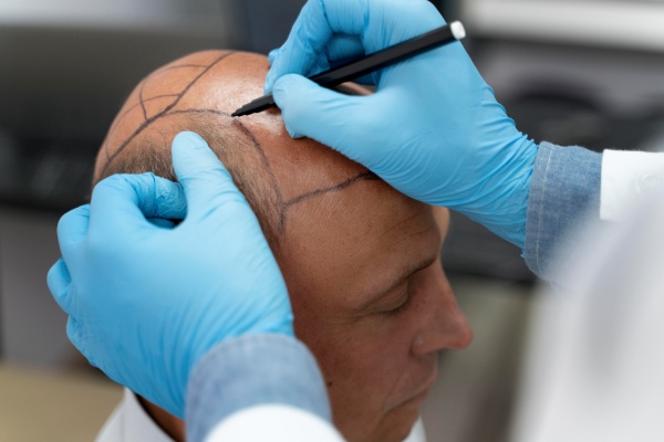 melhor clinica de transplante capilar - Homem passando por processo de extração de unidade folicular