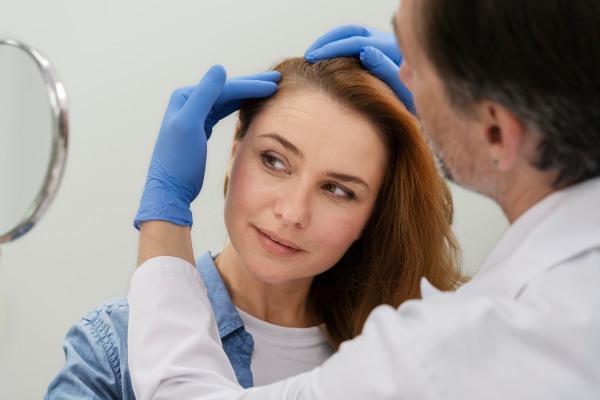 implante capilar feminino - paciente do sexo feminino em consulta com tricologista